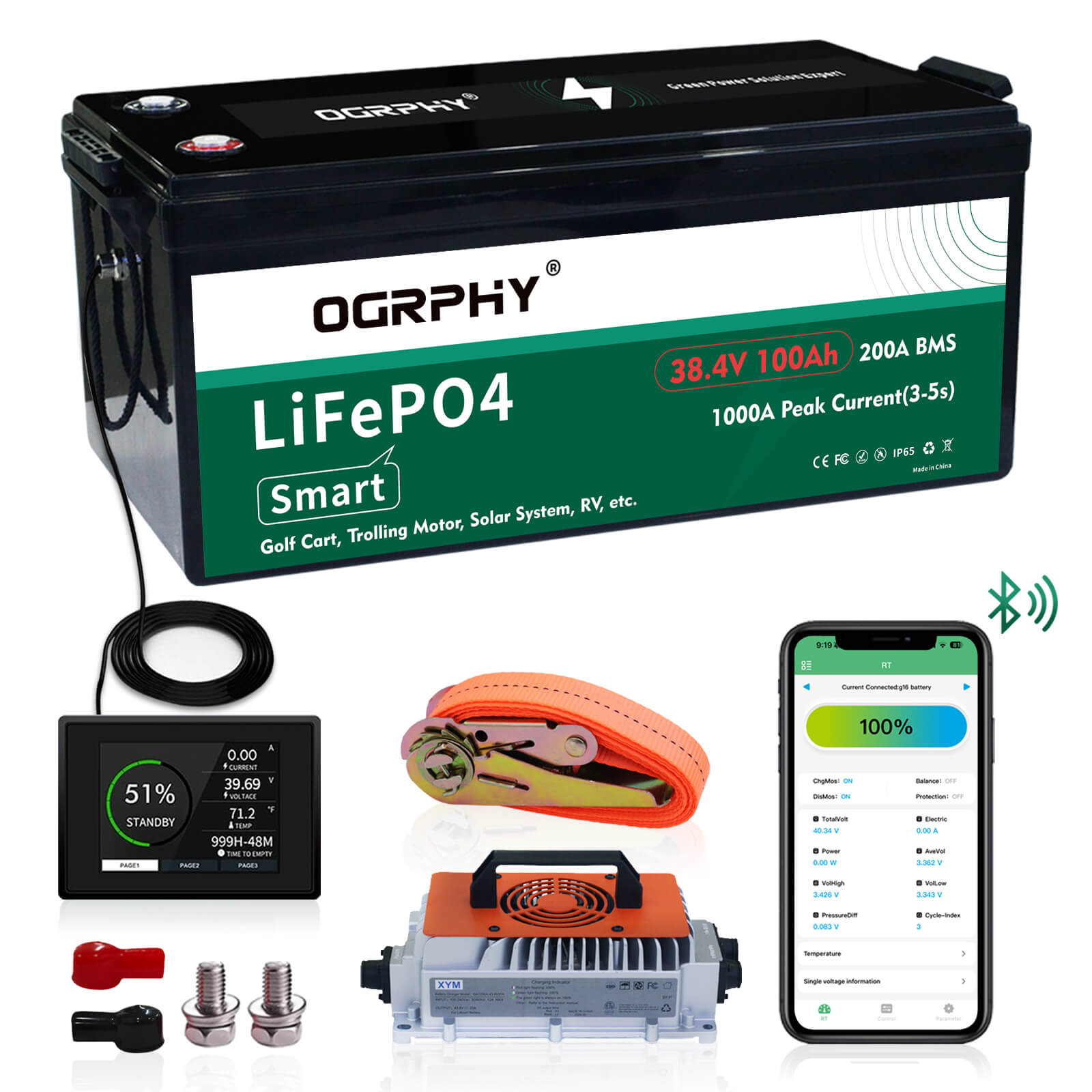OGRPHY 36V100AH Lithium Golf Cart Battery Conversion Kit