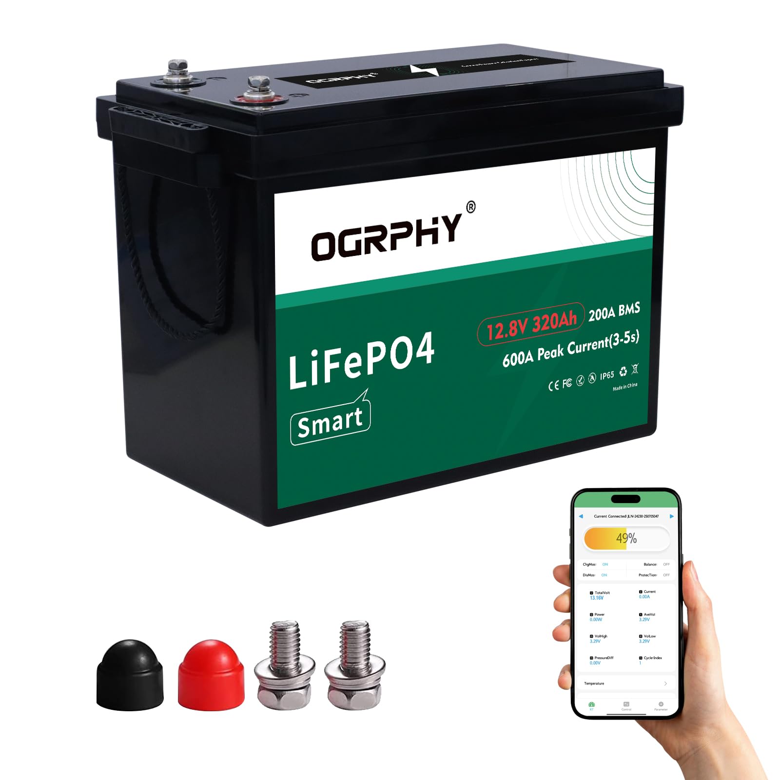 OGRPHY 12V 320Ah LiFePO4 Battery, 4096Wh Grade A Cells Deep Cycle Battery