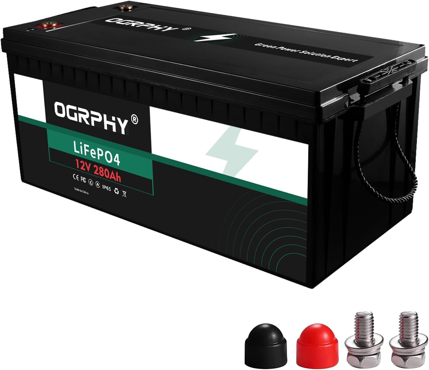 OGRPHY 12V 280Ah LiFePO4 Battery, 3584Wh Grade A Cells Deep Cycle Battery