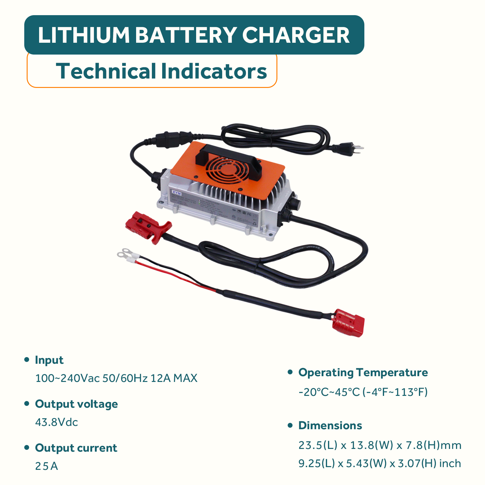 OGRPHY 36V 25A Lithium Battery Charger, Including 0V Charging Function,fast charging
