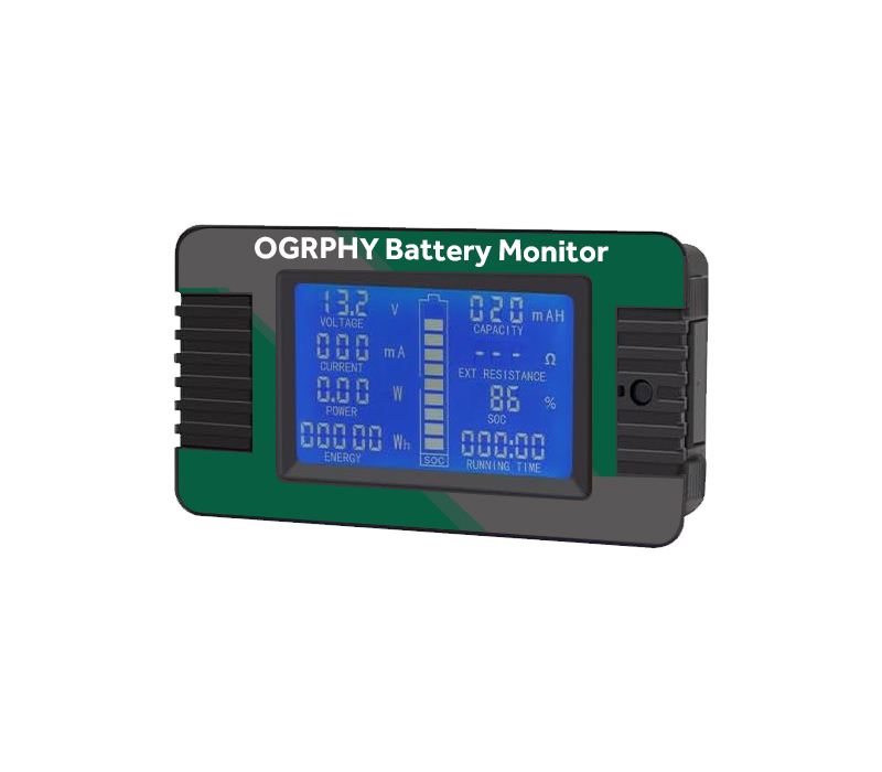 OGRPHY Battery Monitor with Shunt for Golf Cart, RV, Solar Panel Battery
