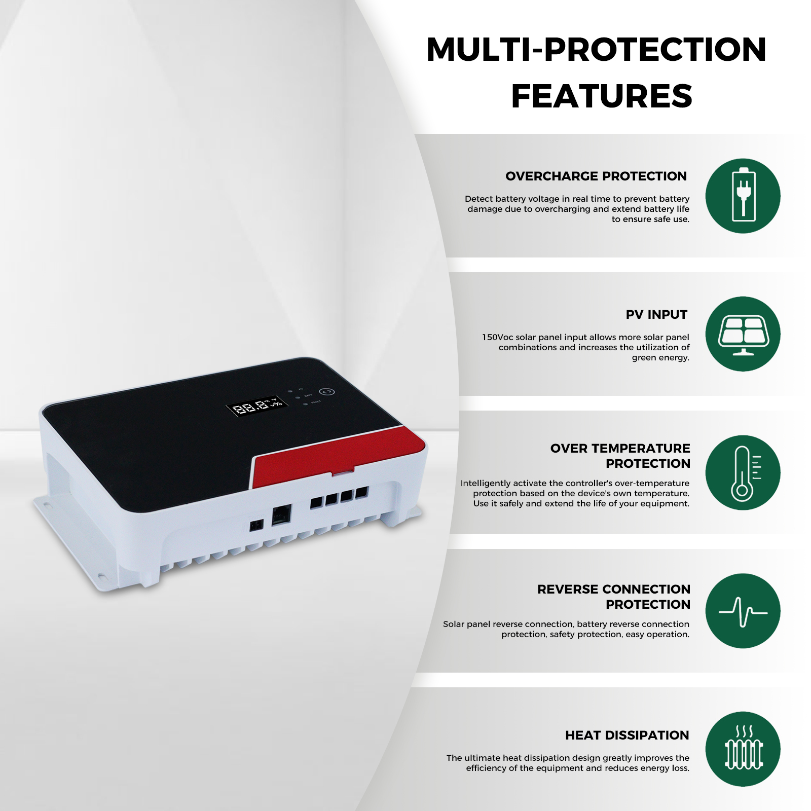 OGRPHY MPPT Solar Charge Controller 30A,Negative Grounded - APP Operation,12V/24V/36V/48V Battery Regulator, for LiFePO4, SLD, AGM, FLD, Gel Battery.