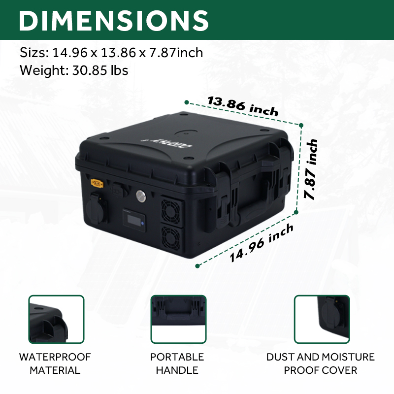 OGRPHY 24V(25.6V)52Ah LiFePO4 Battery,Portable Suitcase Emergency Energy Storage Power Supply