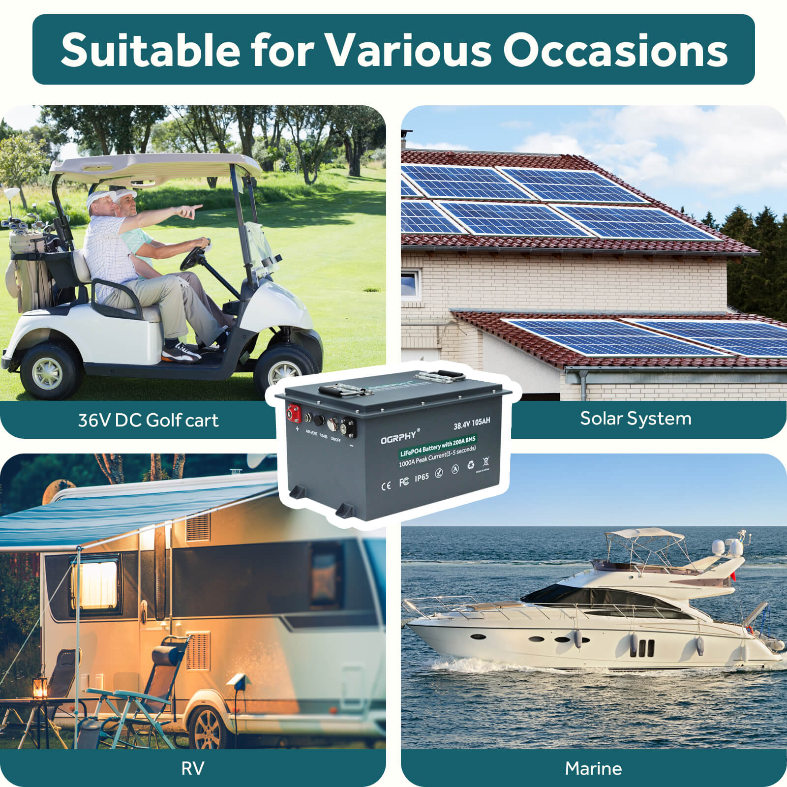 OGRPHY 36V105AH Lithium Golf Cart Battery Conversion Kit