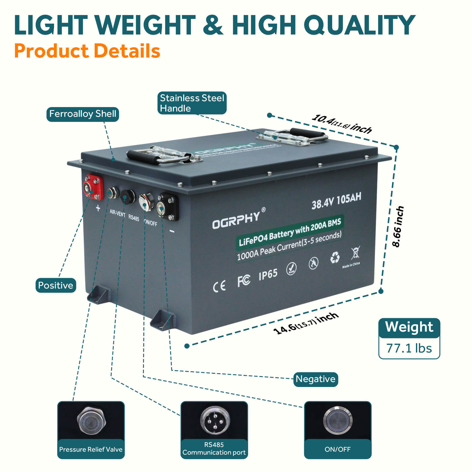 OGRPHY 36V105AH Lithium Golf Cart Battery Conversion Kit